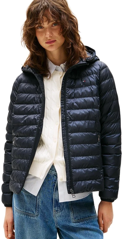 Tommy Hilfiger Women’s Global Stripe Padded Down Jacket with Hood