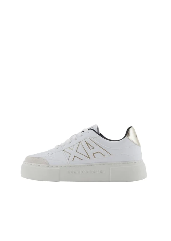 Armani Exchange Women's Kurt Low Cut, Platform Sole, Colour Contrasts Trainers, Op White Pale, 4.5 UK