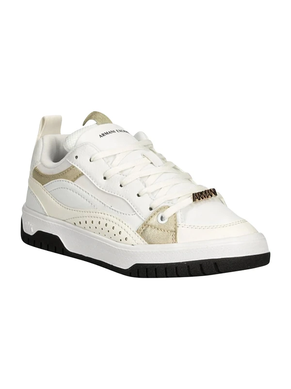 Armani Exchange Women's Duck, Logo Charm, Laminated Details Sneaker, Off White Op White, 2.5 UK