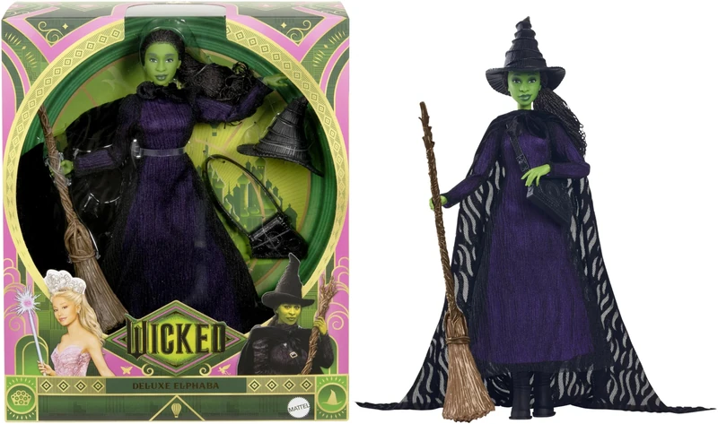 Mattel Wicked, Deluxe Elphaba Fashion Doll & Accessories, Movie-Inspired Look with Braided Hair & Posability, HXY38