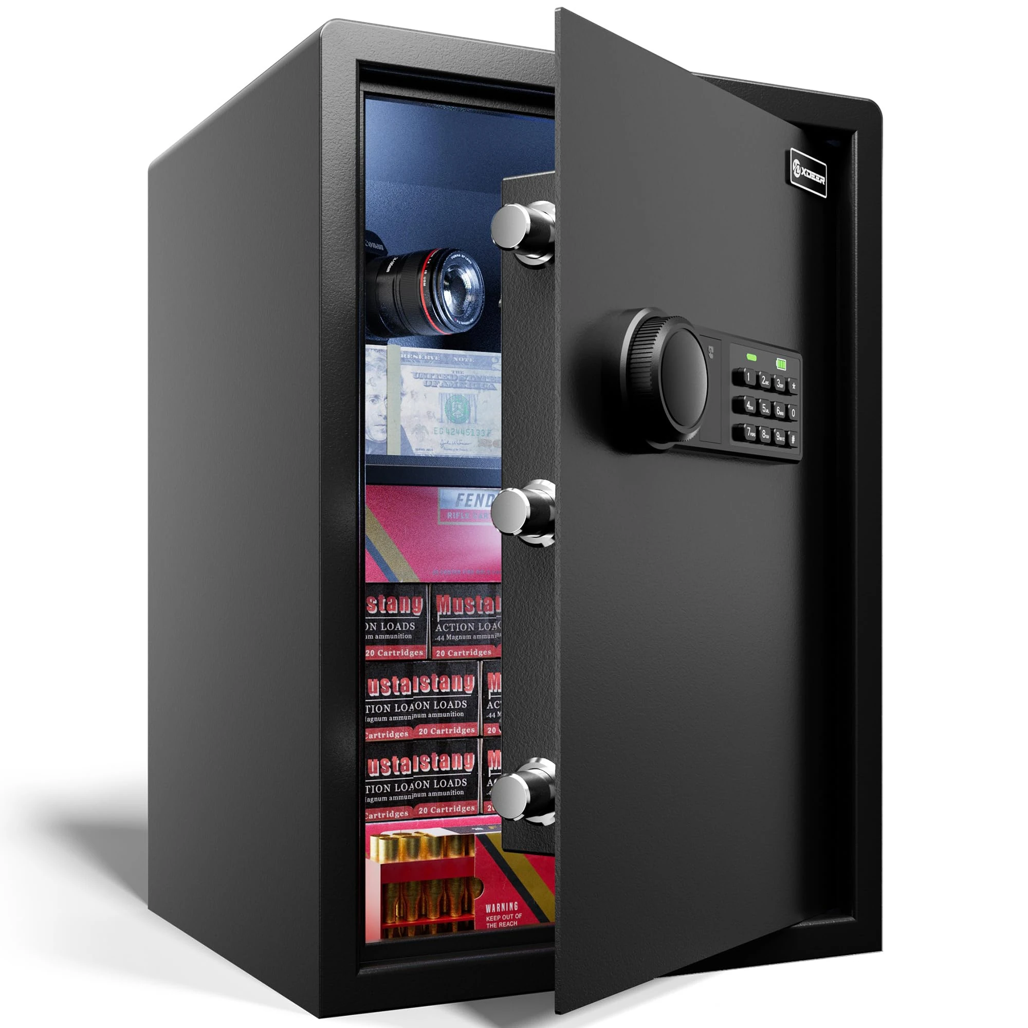 XDeer CS50E Lock Home Safe Box - (2.04 Cubic Feet) with Electronic Digital Keypad, Steel Construction for Money, Guns, Document Safe, and Personal Items - Secure Storage at Home or Office