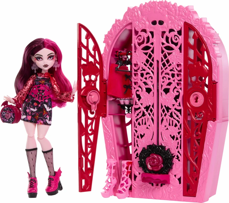 Monster High Skulltimate Secrets Doll & Accessories Set, Garden Mysteries Draculaura with Reveal Closet & 19+ Tea Party Surprises like Clothes, HYT72