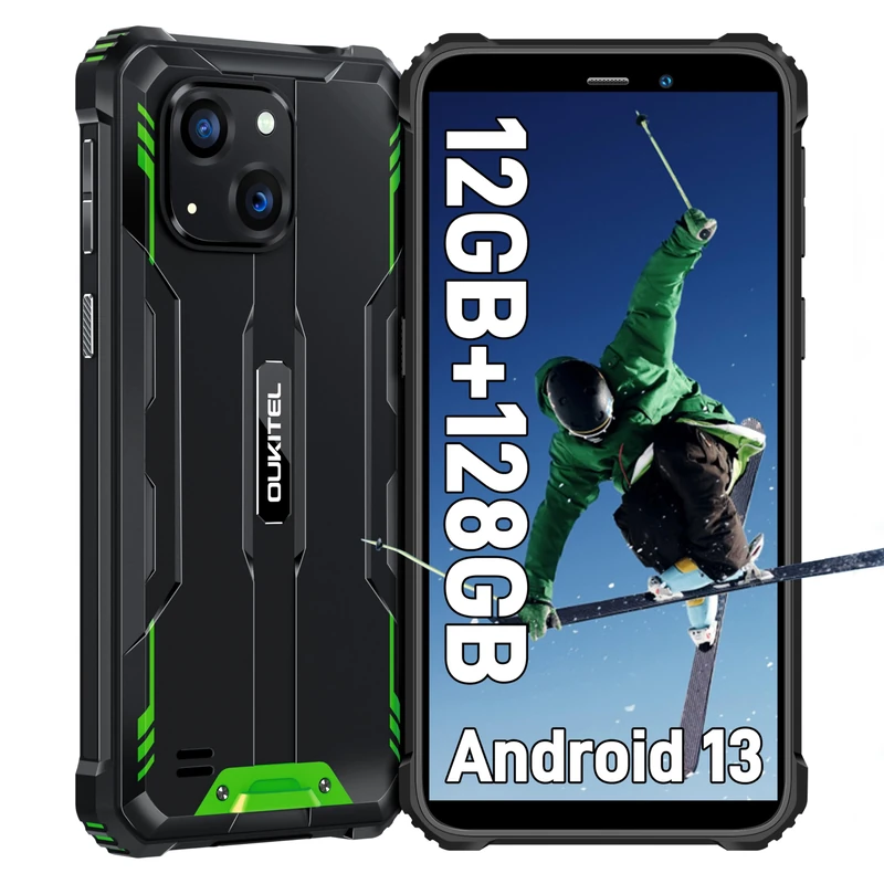 OUKITEL WP32 Android 15.12GB + 128GB Unbreakable Mobile Phone IP68 Octa-Core 6 Inch HD+ Unbreakable 6300 mAh 20MP Primary Camera GPS/NFC/OTG/2 Years Warranty, Green - Image 1