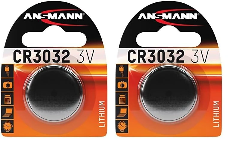 ANSMANN CR3032 Coin Battery [Pack of 2] Lithium 3V Button Cell Ideal for Car Starters, Garage Door Openers, Computer Memory Back, Watches, Pagers and, Calculators