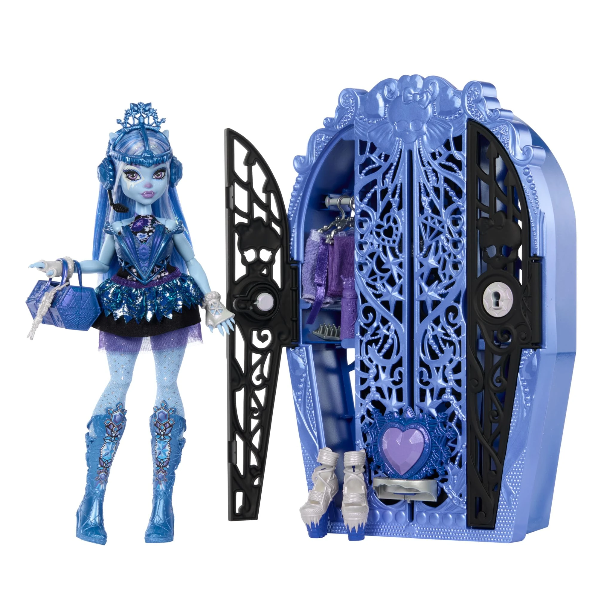 Monster High Skulltimate Secrets Doll & Accessories Set, Monster Mysteries Abbey Bominable with Dress-Up Closet & 19+ Surprises including Clothes, HXH87