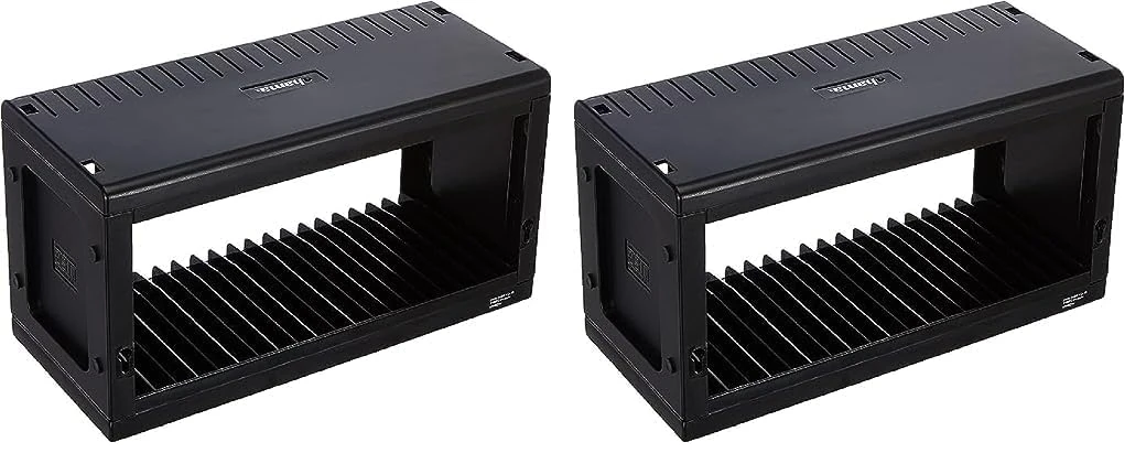 Hama CD Rack for 20 CDs (Space-saving storage, hanging or standing, for office or any room), Black (Pack of 2)
