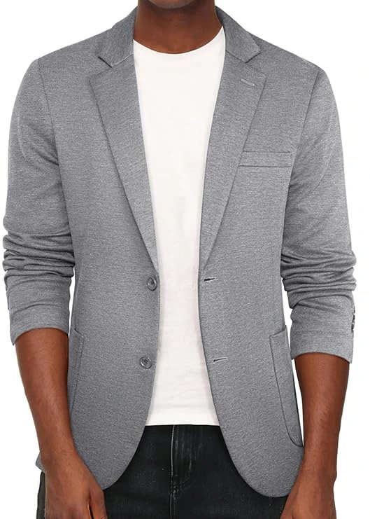 PJ PAUL JONES Men's Casual Knit Blazer Suit Jackets Two Button Lightweight Unlined Sport Coat, Light Gray-Lightweight, M