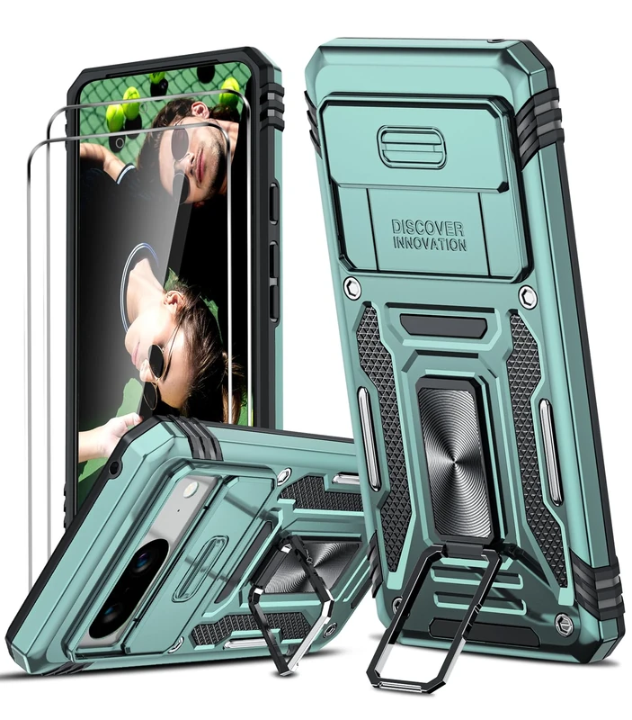 LeYi Pixel 8 Case with Lens Slider, Ring Stand, Screen Protectors