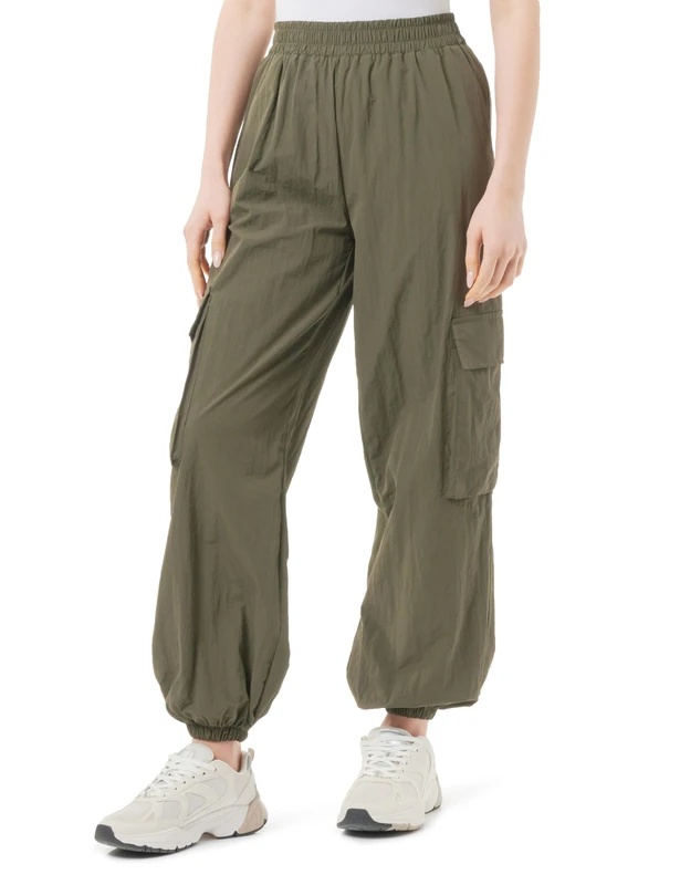 Koton Women's Jogger Cargo Pants Pockets Elastic Waistband Shorts, Khaki(883), 8 - Image 1