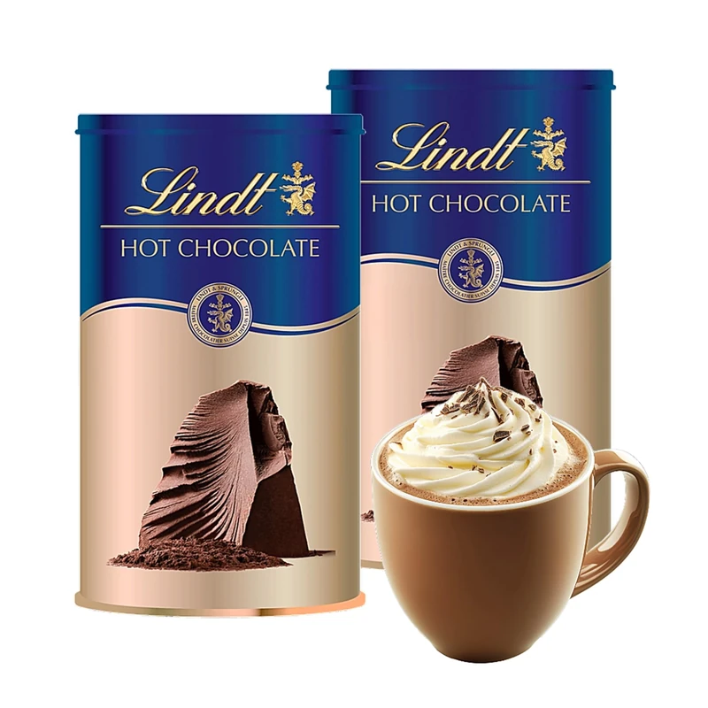 Lindt Hot Chocolate Drink Bundle - Pack of 2 x 300g Lindt Lindor Make Your Own Rich Velvet Hot Chocolate. Great for Christmas Stocking Fillers, Camping, Birthday Gifts for Women with Topline Card