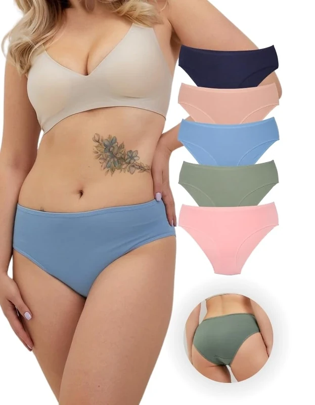 ALYA Premium Underwear for Women, Organic Cotton, Mid-Rise Women’s Knickers, Breathable Pants for Ladies, Multipack, Comfortable, Stretchable Ladies’ Panties (S...3XL)
