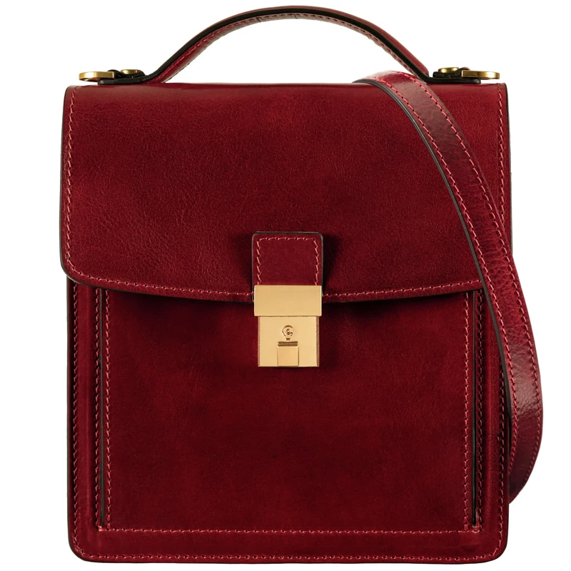 Time Resistance Small Leather Briefcase for Men - Crossbody Bag - Italian Leather Messenger Bag - Gift Box Included