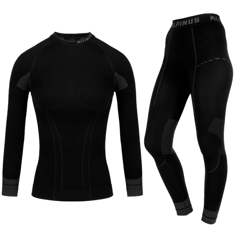 alpinus Thermal Inner Set Model Thermoactive Underwear Tactical Base Layer Set W GT18370 Black/White
