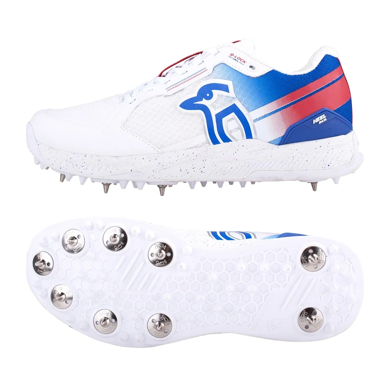Kookaburra KC 1.0 Spike Cricket Shoe - White/Blue/Red - 12