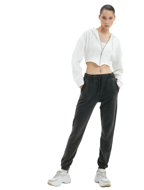 Koton Women's Drawstring Pocket Detail Jogger Sweatpants, Brown(532), M - Image 1