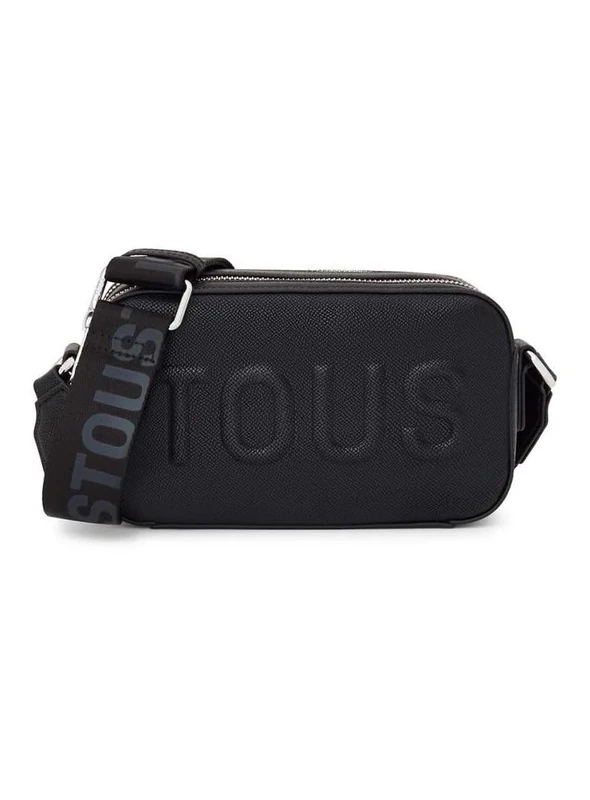 TOUS Women's Shoulder Bag Reporter T La Rue New Crossbody, Black/White, S