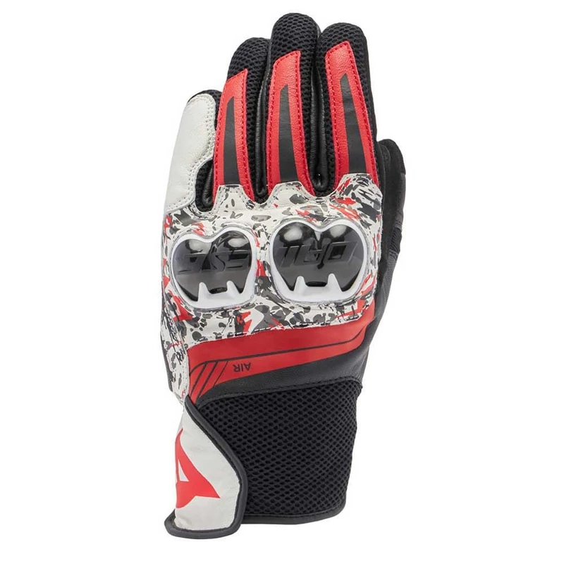 Dainese - Mig 3 Unisex Gloves, Leather Motorcycle Gloves, Knuckle Protectors, Touchscreen, for Men and Women, Black/Red Spray/White, XXXS