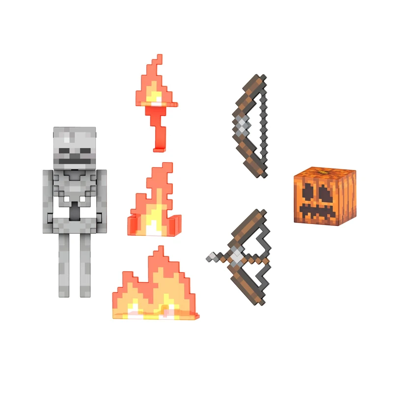 Mattel Minecraft Diamond Level Skeleton Action Figure with 6 Accessories, 5.5-in Collector Scale & Pixelated Design, HTM06 Toy, Multicolour - Image 1