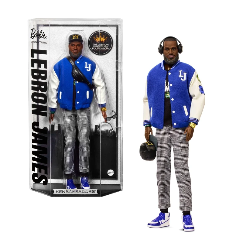 Barbie Signature LeBron James Kenbassadors Doll Collectible with Varsity Bomber Jacket Outfit & Accessories Including Headphones, Sunglasses, & More, HRM33