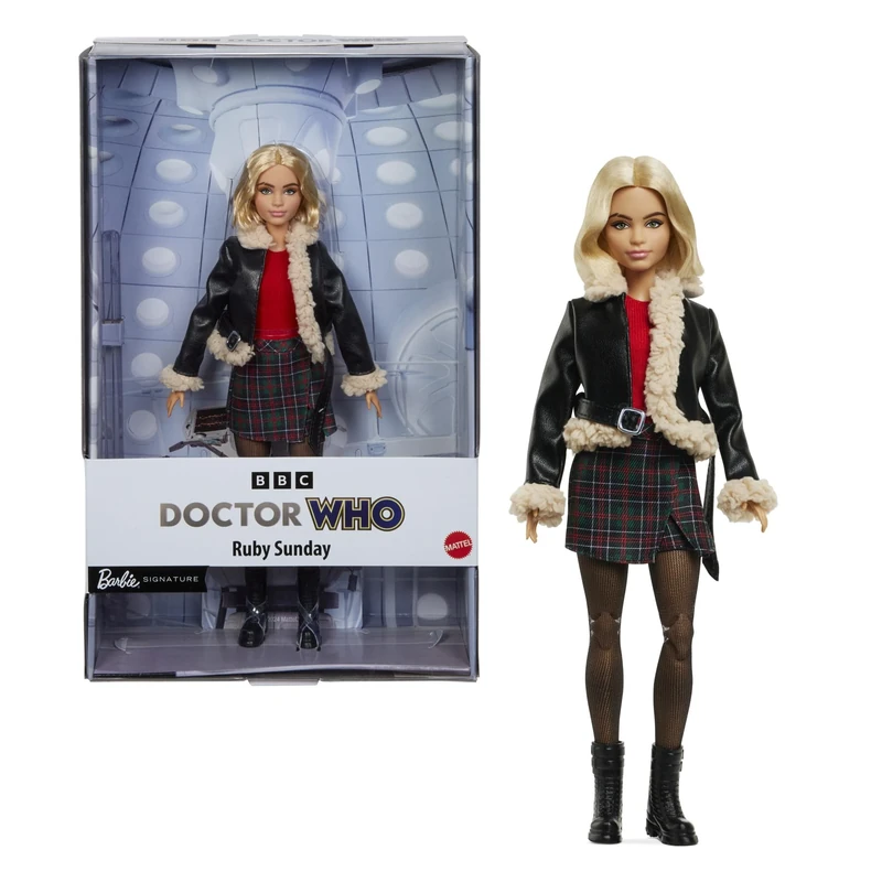 Barbie Ruby Sunday Doll, Dr. Who Collectible Inspired by the Series’ 14th Season with Doll Stand & Certificate of Authenticity, HRM78