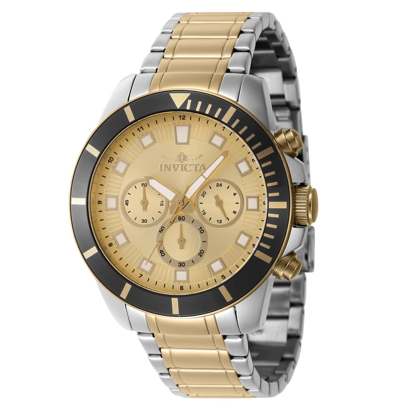 Invicta Pro Diver 46049 Men's Watch - Waterproof - Analogue - Quartz Movement - Stainless Steel with Gold dial - 45mm