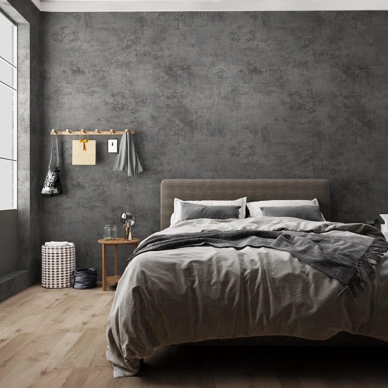 JSEVEM 80CM×9M Big Extra Wide Thick Dark Grey Blue Concrete Wallpaper Peel and Stick 3D Vinyl Textured Faux Concrete Contact Paper Gray Waterproof Cement Wall Sticker for Bedroom Bathroom Living Room