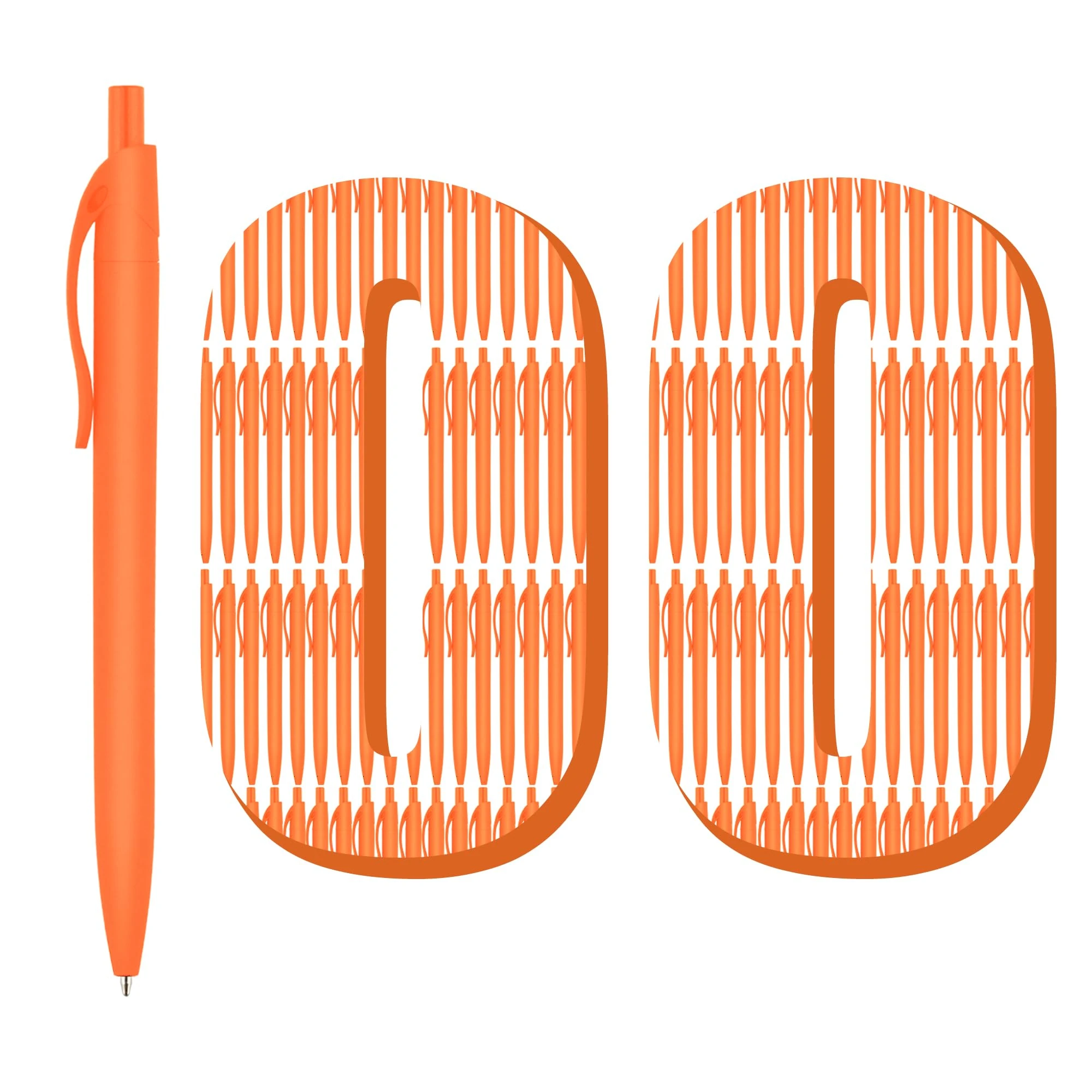 deegtran Pens Bulk, 100 Pack No Bleed Orange Barrel Click Pens, Wholesale Retractable Ballpoint Pens, Pens Medium Point, Smooth Ink Pens, 1.0MM Black Ink