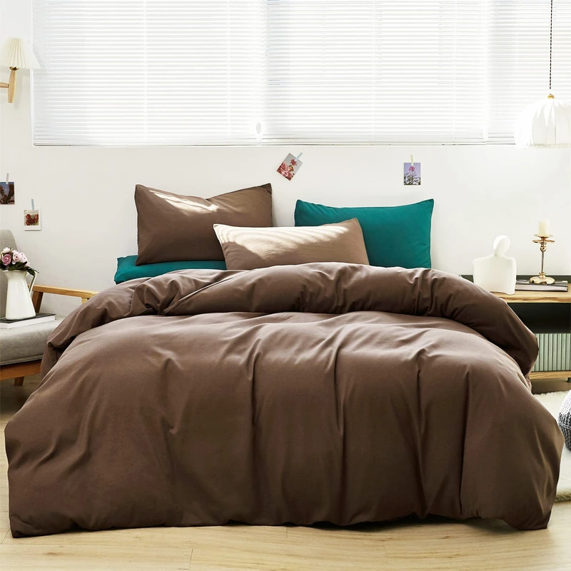 Cottonight Brown Comforter Set Queen Bedding Comforter Set Mocha Solid Modern Dark Color Blanket Quilts Soft Chocolate Color Breathable Brown Comforter Set for Women Men Queen Size