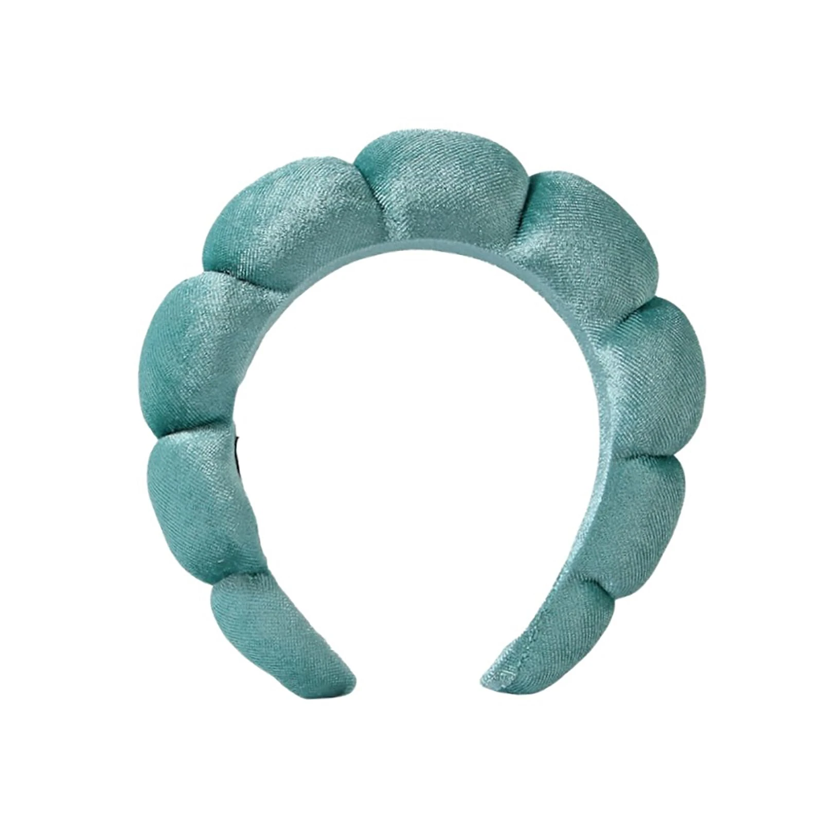 Ycfish Puffy Makeup Headband Spa Headbands for Women Sponge & Terry Towel Cloth Fabric Cute Skincare Headband for Face Washing, Makeup Removal, Shower, Facial Mask (Dark Green)