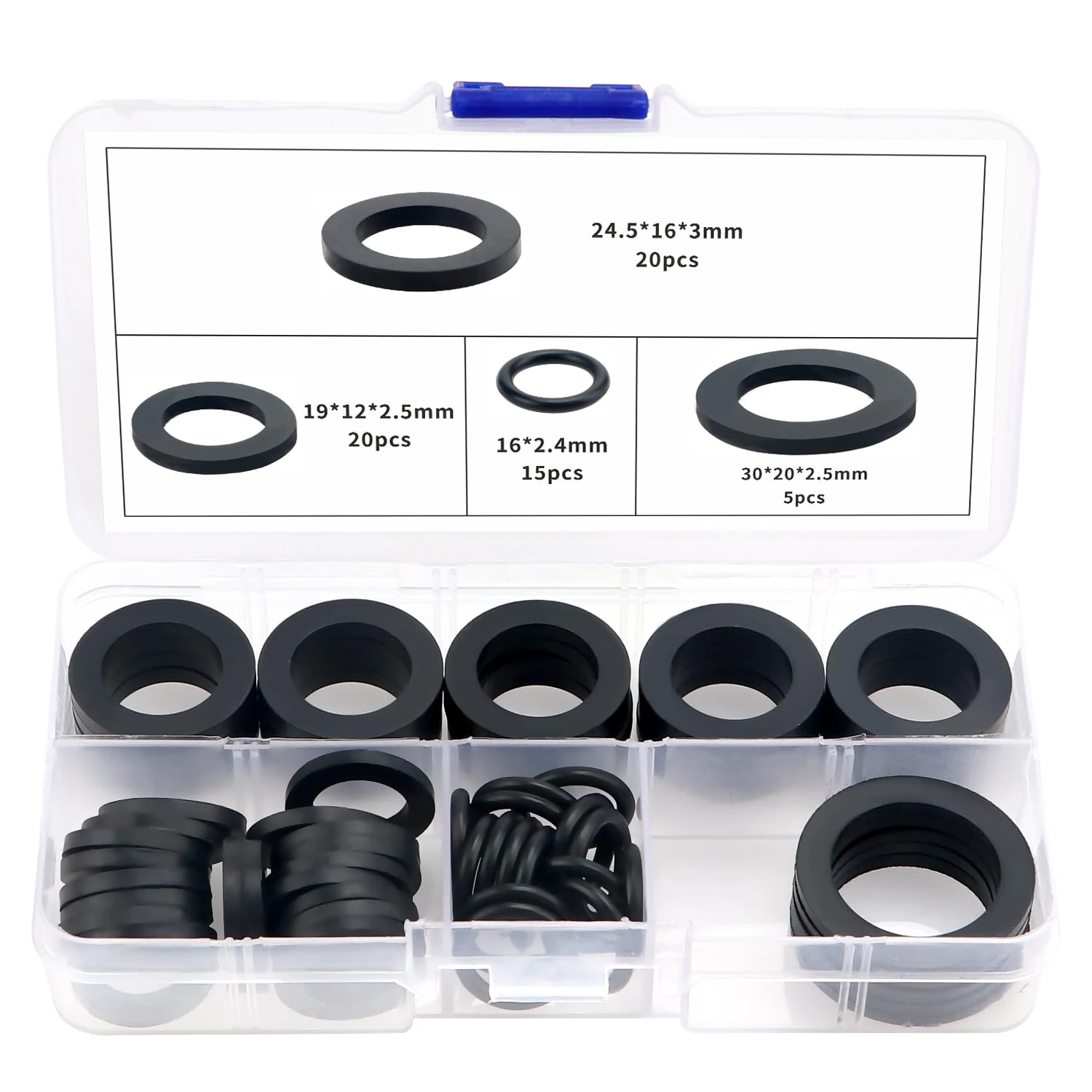 YIXISI 60 PCS Hose Washers Kit, Rubber Tap Seal Plumbing Gaskets, Seal O Ring Gasket, Shower Hose Rubber Washers, for 1/2 3/4 1 Inch Water Faucet Shower Garden Hose Connector