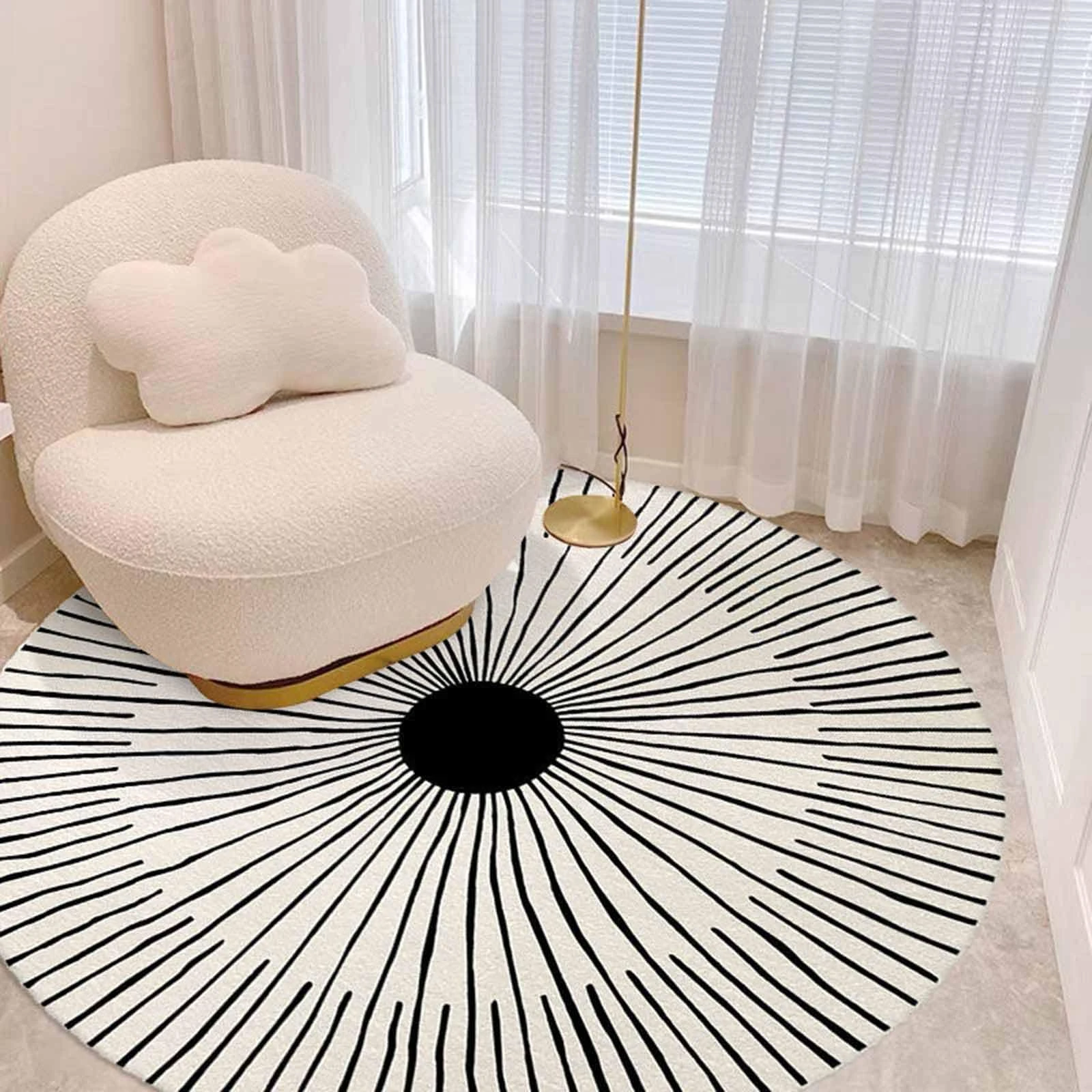 IUUUDDD Bedroom Circle Rugs Modern Minimalist 80cm 100cm 120cm 140cm 160cm 180cm 200cm Black Beige Rugs for Living Room Urban Outfitters Bedroom Rug Fluffy Carpet Rug