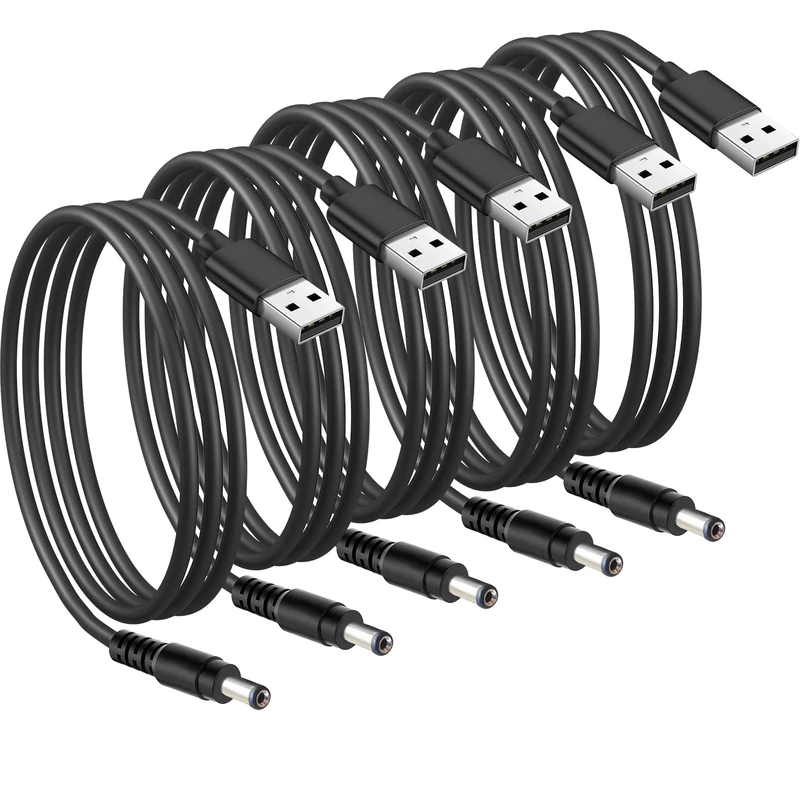 DR. WATCH Fast Charging Made Easy: 90cm Black Charger Power Cable Lead with 5.5mm * 2.1mm, 2.5mm*0.7mm, available in a variety of sizes, USB 2A for 5V and 6V Devices (BK 5.5 * 2.1mm, 5pcs)