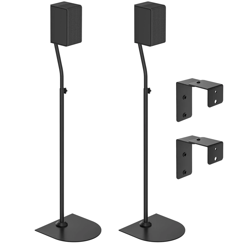 Heavy Duty Speaker Stands Pair for Vizio Speakers with Speaker Wall Mount - Surround Speaker Stand Height Adjustable Extend 33" to 42" for Vizio Rear Speaker Stands of Keyhole or Thread Hole