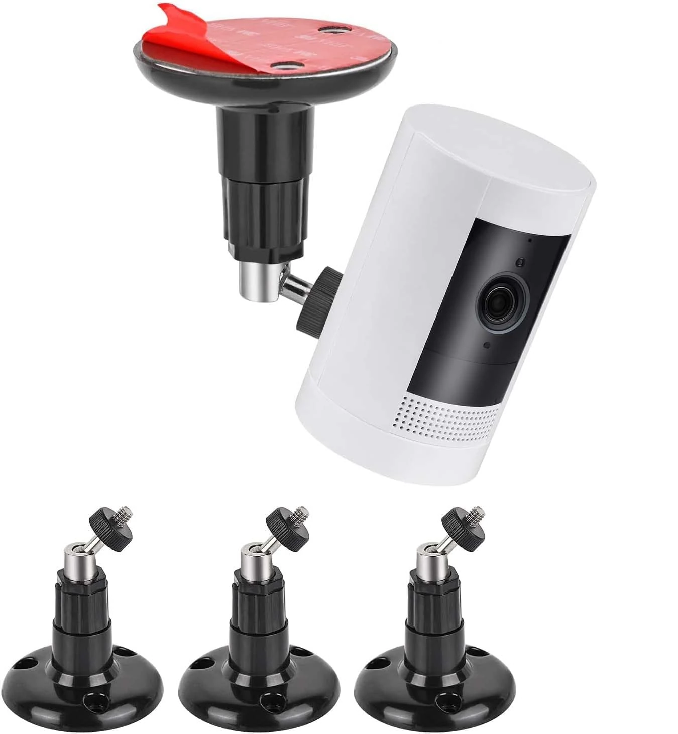 PAIKIUU 3Pcs Adhesive Ring Camera Mount Wall Mount without Drilling, Ring Camera Mounting Bracket Stick Up Mount 360 Degree Adjustable Screwless for Arlo Surveillance Black