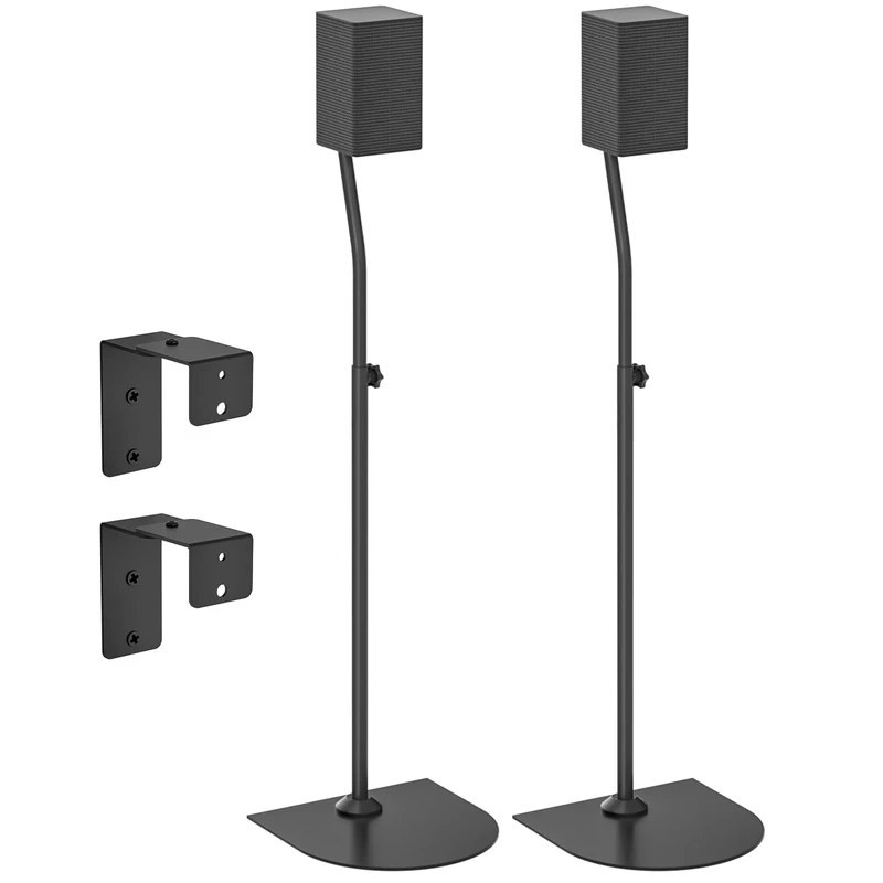 Speaker Stand Pair for Samsung Rear Speaker Stands and Wall Mount - Height Adjustable Extend 33" to 42" Floor Speaker Stand for HW-Q990C and More Samsung Surround Sound with Keyhole or Thread Hole