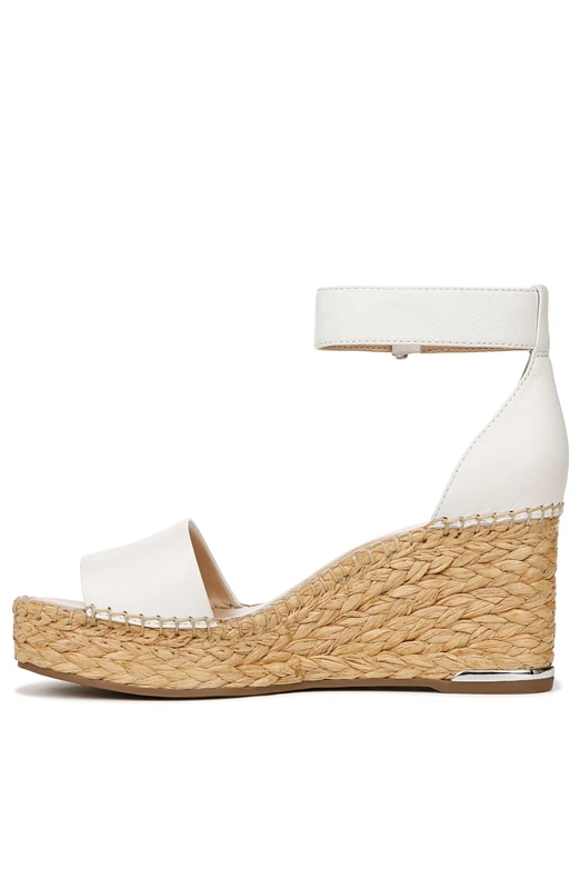 Franco Sarto Women's Clemens Espadrille Wedge Sandal, White Leather, 7 UK