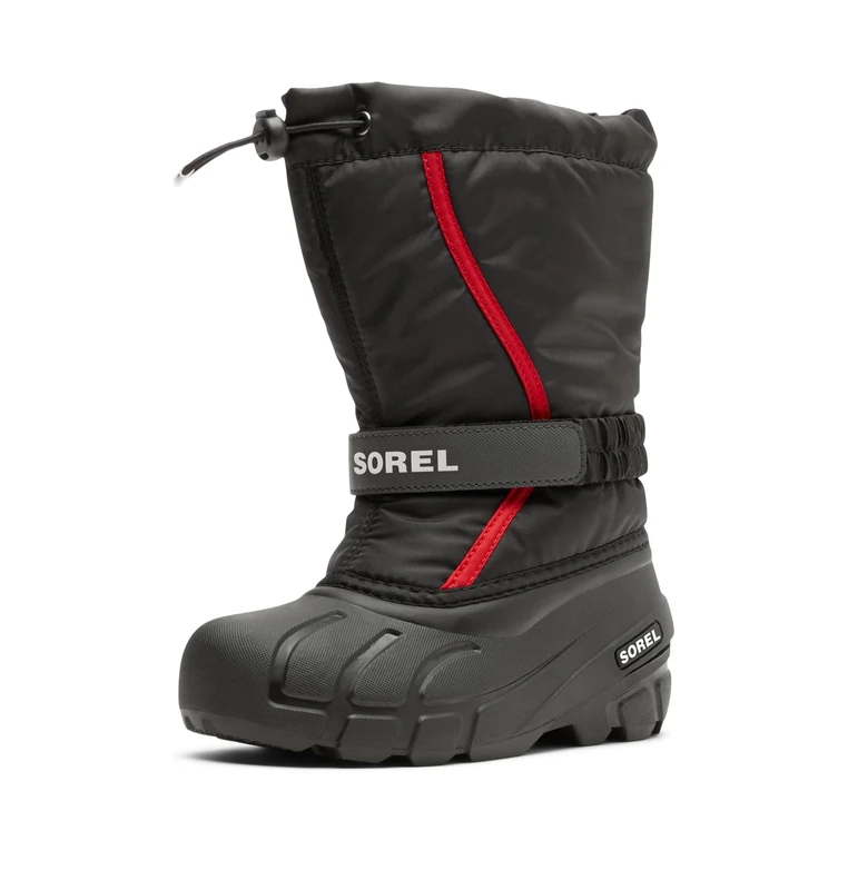 Sorel Unisex Kids Flurry Snow Boot, Black Bright Red, 8 UK