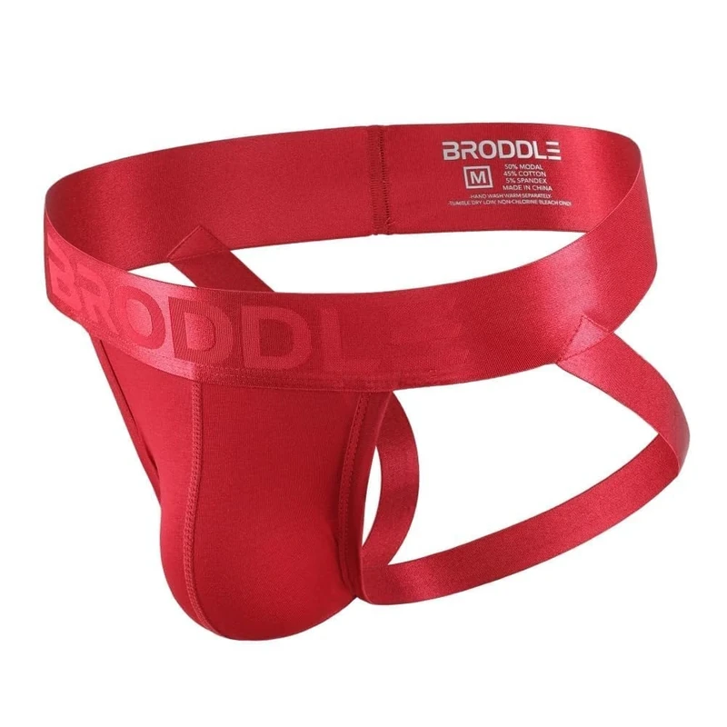 BRODDLE Men's Jockstrap Athletic Supporter Male Active Sport Jock Straps Underwear Red
