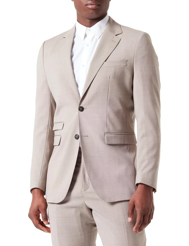 SELETED HOMME Men's Slhslim-myloelton Wool BLZ Noos Blazer, Sand, 30