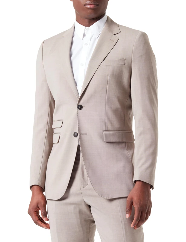 SELETED HOMME Men's Slhslim-myloelton Wool BLZ Noos Blazer, Sand, 36R