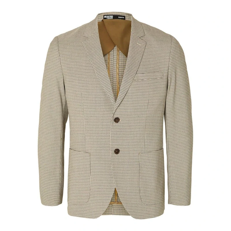 SELETED HOMME Men's Slhslim-Ryan BLZ Noos Blazer, Sand/Pattern: Houndstooth, 19