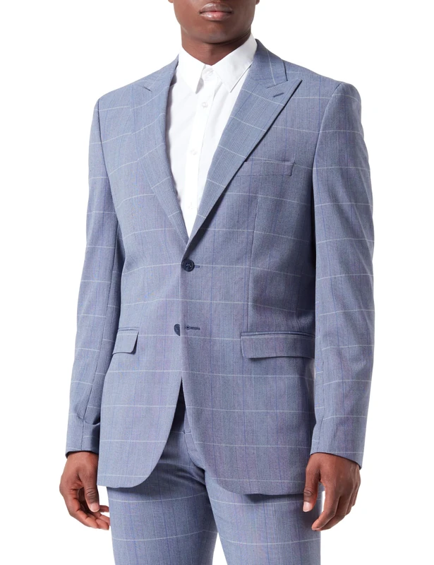 SELETED HOMME Men's Slhslim-Liam BLZ Flex Blazer, Blue Shadow/Checks: Blue, 40L