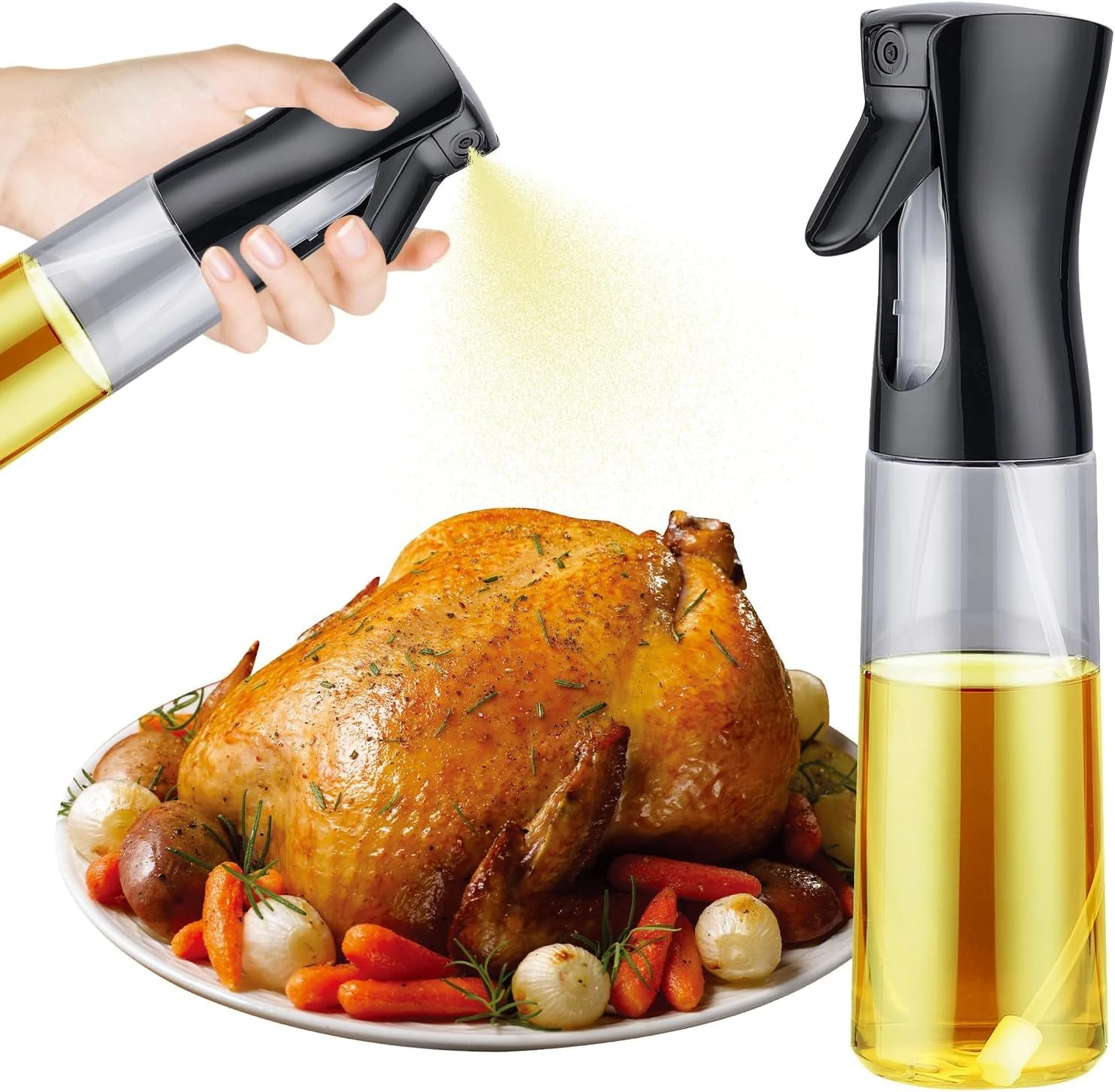 GRIFEMA 300 ml Glass Olive Oil Bottle – Refillable Oil Dispenser for Cooking & Air Fryer, Dishwasher-Safe Glass Kitchen Oil Shooter, GE2002B-300