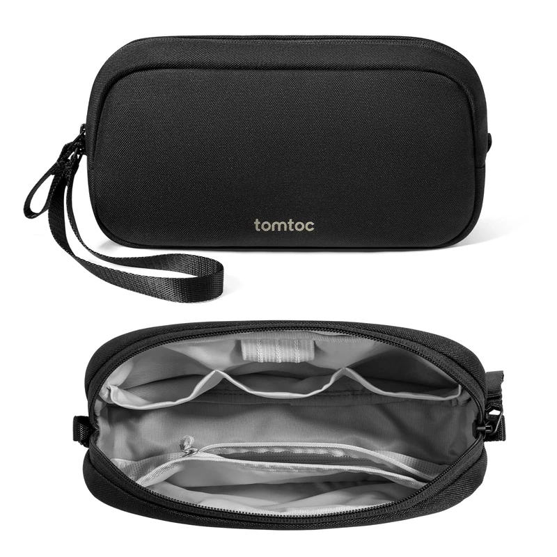 tomtoc Cable Organiser Bag Travel Pouch Water Resistant Accessory Bag Cord Organiser for Essentials, Tech Pouch Accessories Carry Storage for Power Bank, Charger, Airpods, USB, Pocket 3, Daily Items