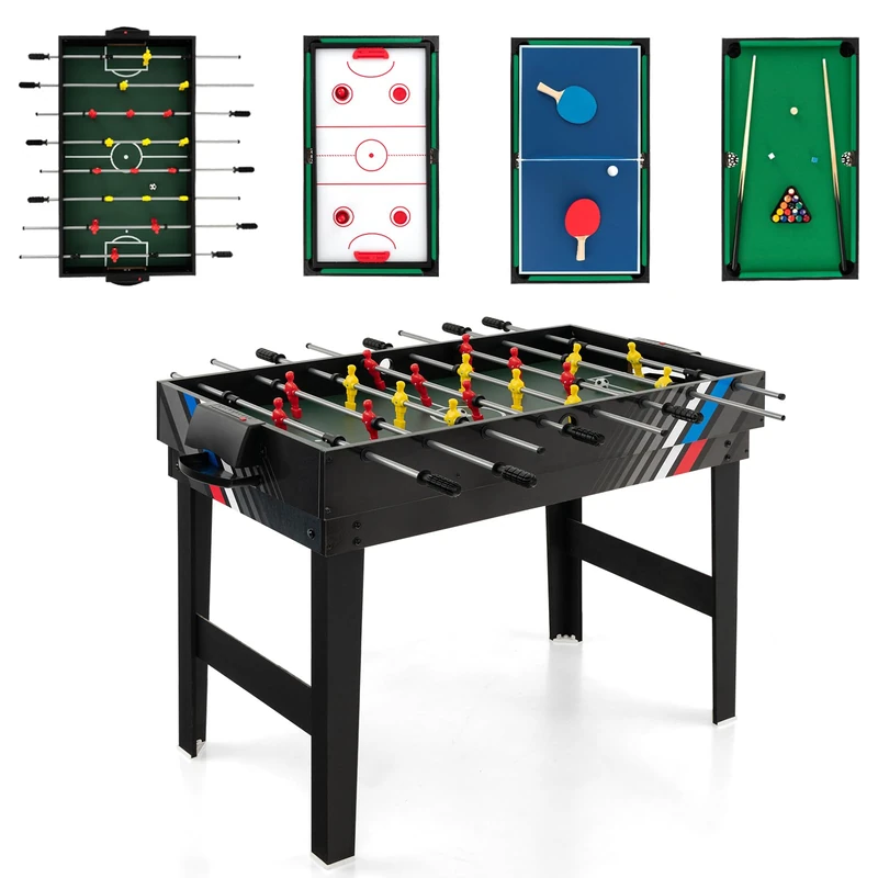 GYMAX 4 in 1 Multi Game Table, Combo Games Table Set (Black)