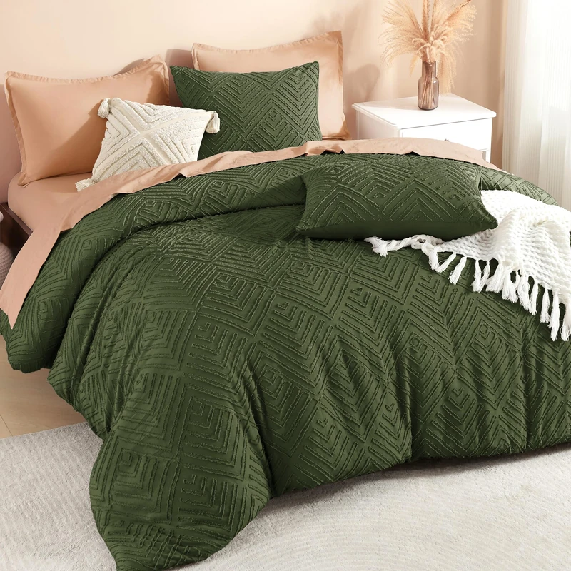 Litanika Queen Size Comforter Set, 3 Pieces Tufted Boho Bedding Set