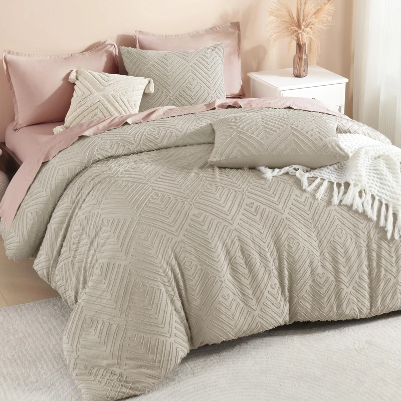 Litanika California King Comforter Set, 3 Pcs Tufted Boho Bedding Set