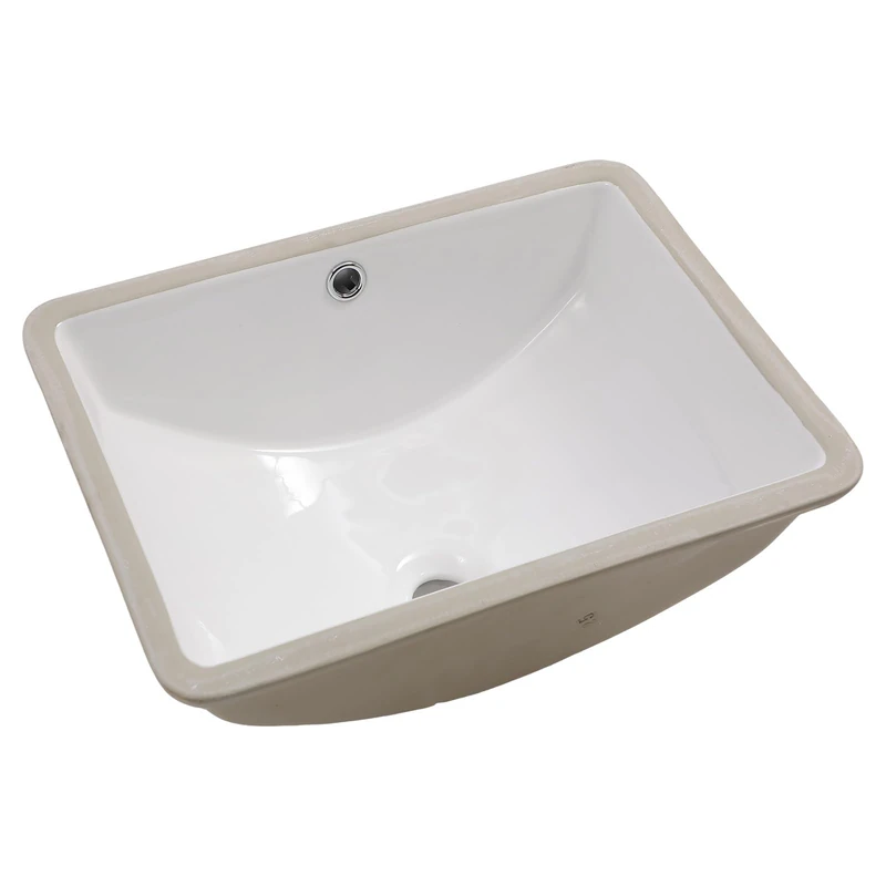 Couoko Undermount Bathroom Sink 18x14 Inch White Rectangle Porcelain Vanity Sinks Undermount Bathroom Sink White Ceramic Lavatory Vanity Vessel Sink with Overflow