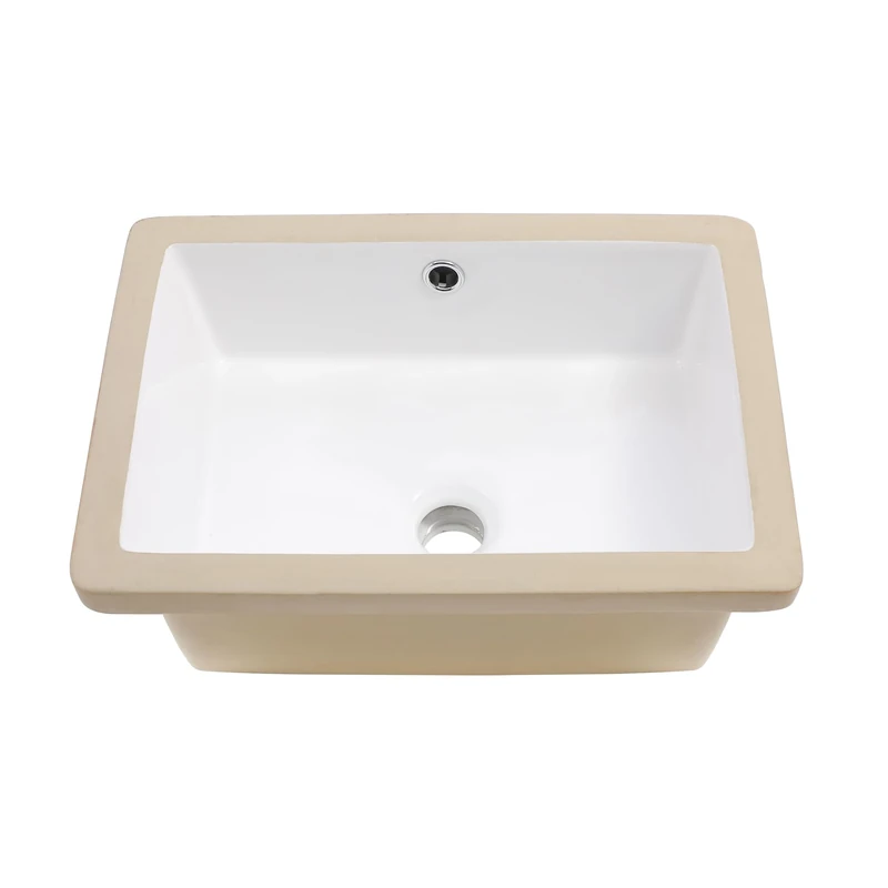 Couoko 18 x 12 Inch Undermount Bathroom Sink Vessel Sinks Rectangular Modern White Ceramic Vanity Classic Basin with Overflow