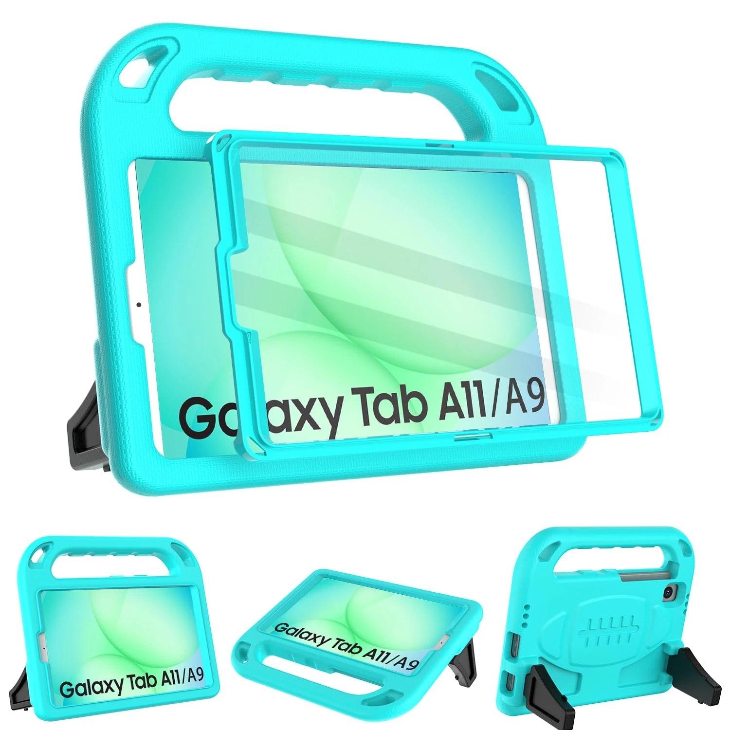 TOPWANT Kids Case with Screen Protector for Samsung Galaxy Tab A11 8.7" 2025(SM-X130/X133/X135)&Tab A9 8.7" 2023(SM-X110/X115/X117)&Tab A7 Lite, Shockproof Protective Case with Handle Stand, Turquoise
